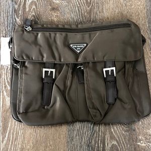 Brand new dark brown nylon shoulder bag